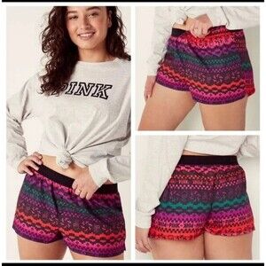 Vs PINK FLANNEL SLEEP BOXY rainbow L boxers pajamas shorts